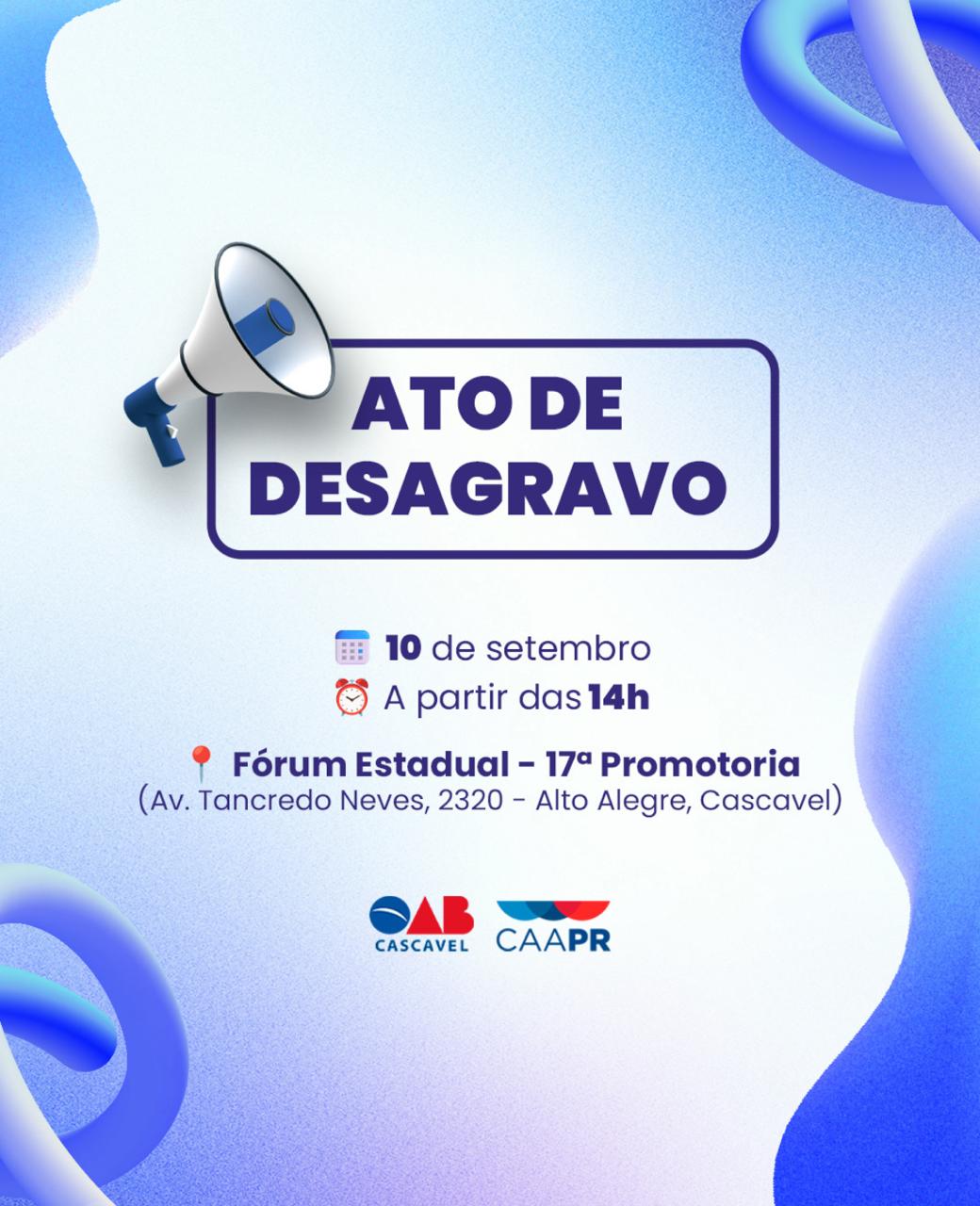 OAB Cascavel realiza desagravo público nesta quarta-feira (10)